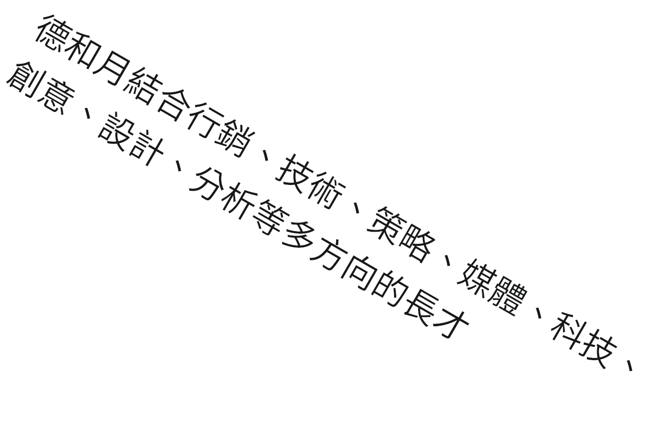 德和月結合行銷、技術、策略、科技、創意、設計、分析等多方向的長才